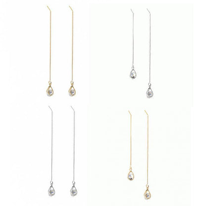 Long Drop Rhinestone Earrings - Isalyn-Gold (equal length)-Nora Luxe