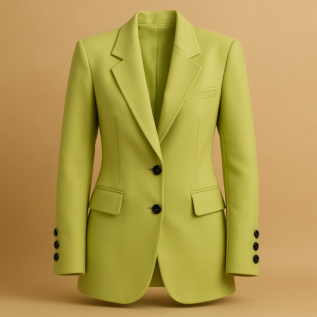 Long elegant blazer for women in classic neutral tones, ideal for formal outfits and casual styling.