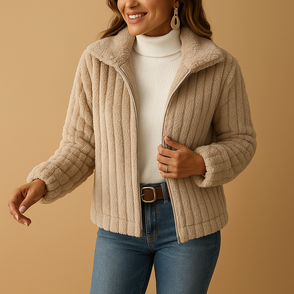 Warm Fleece Coat for Women with High Collar - Nocini