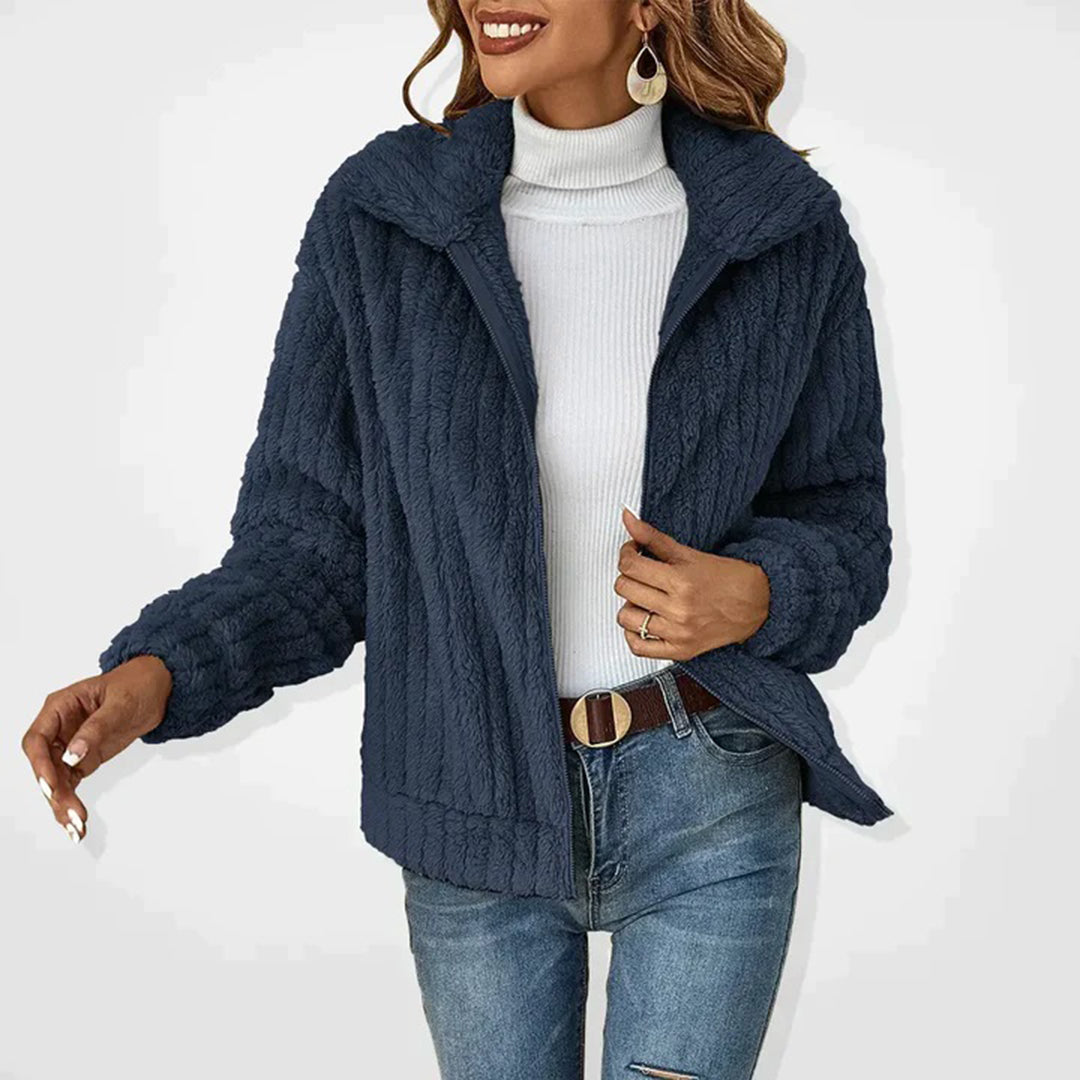 Long Fleece Vest for Women - Elin-Dark blue-S-Nora Luxe