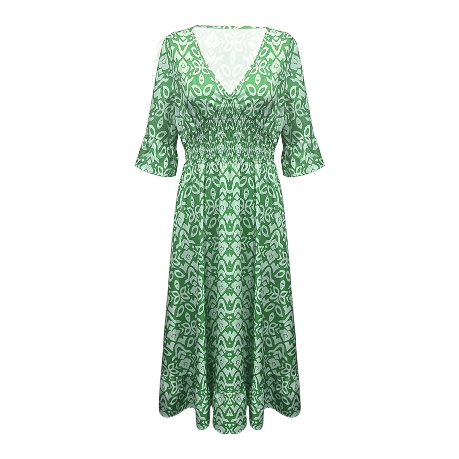 Long Floral Dress with V-neck – Liora-S-Red-Nora Luxe