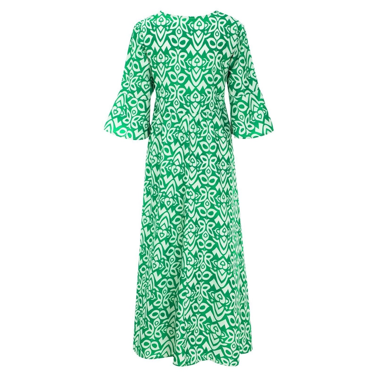 Long Floral Dress with V-neck – Liora-S-Red-Nora Luxe