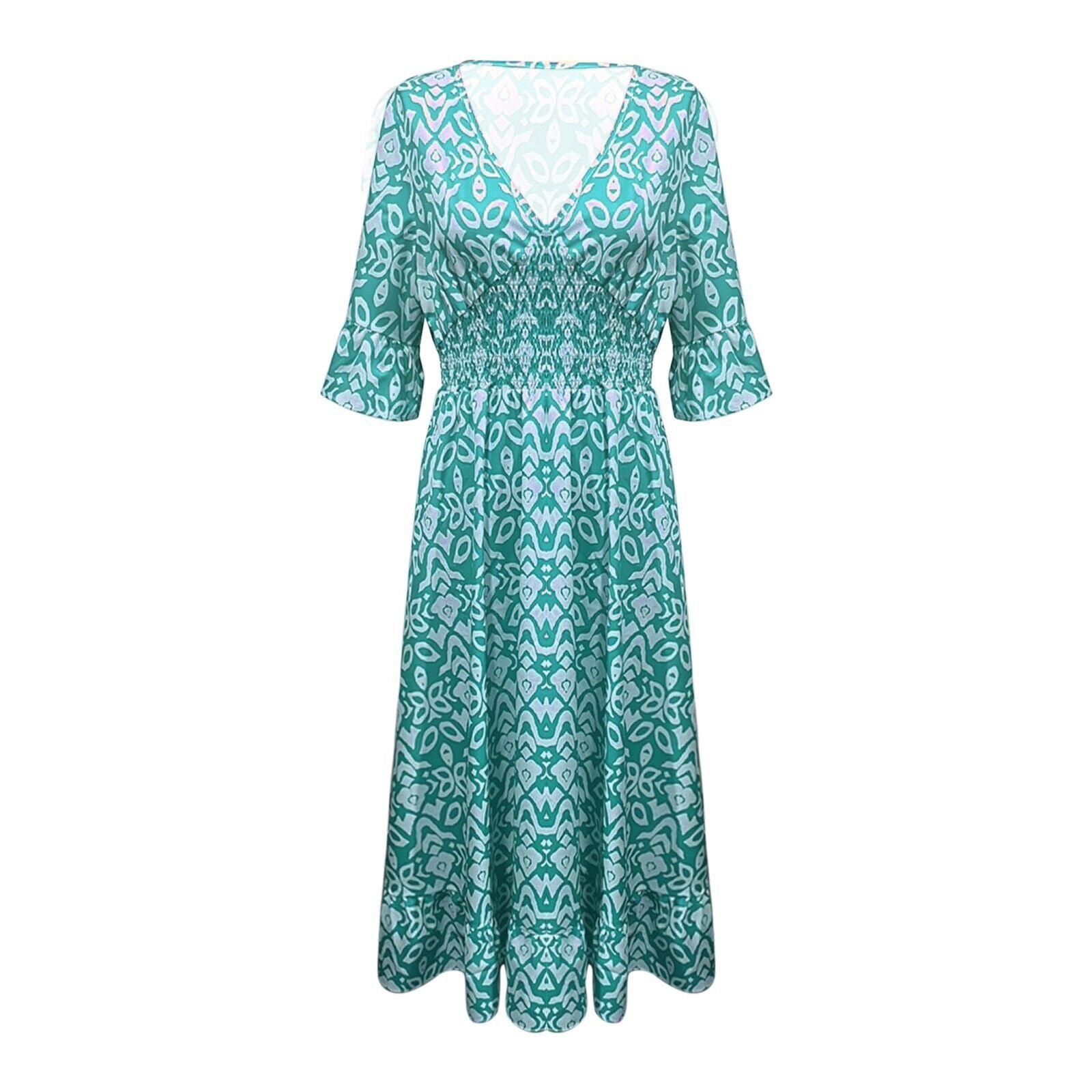 Long Floral Dress with V-neck – Liora-S-Red-Nora Luxe