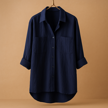 Long sleeve airy blouse for women with a loose fit and classic design, suitable for work, casual outings, and everyday wear.