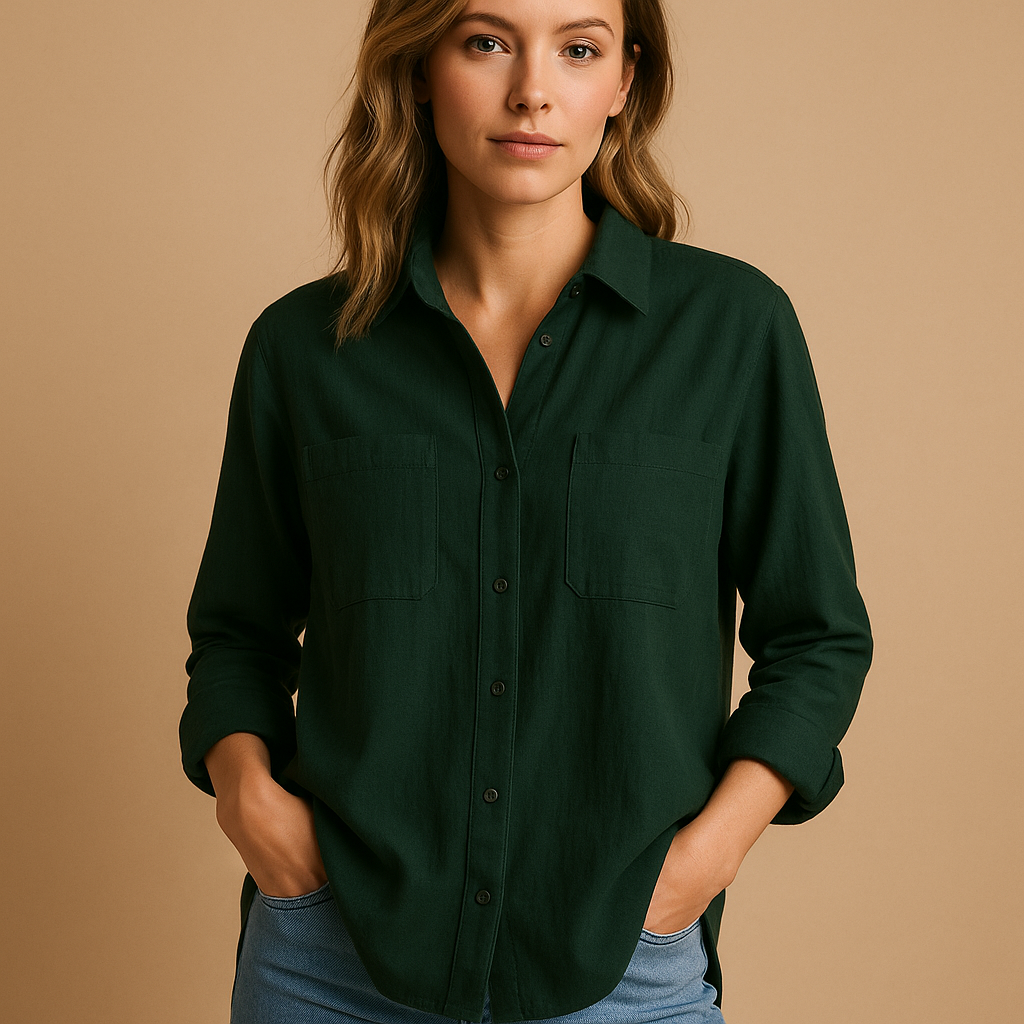 Long sleeve airy blouse for women with a loose fit and classic design, suitable for work, casual outings, and everyday wear.