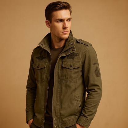 Men's Classic Black Leather Biker Jacket - Nocini