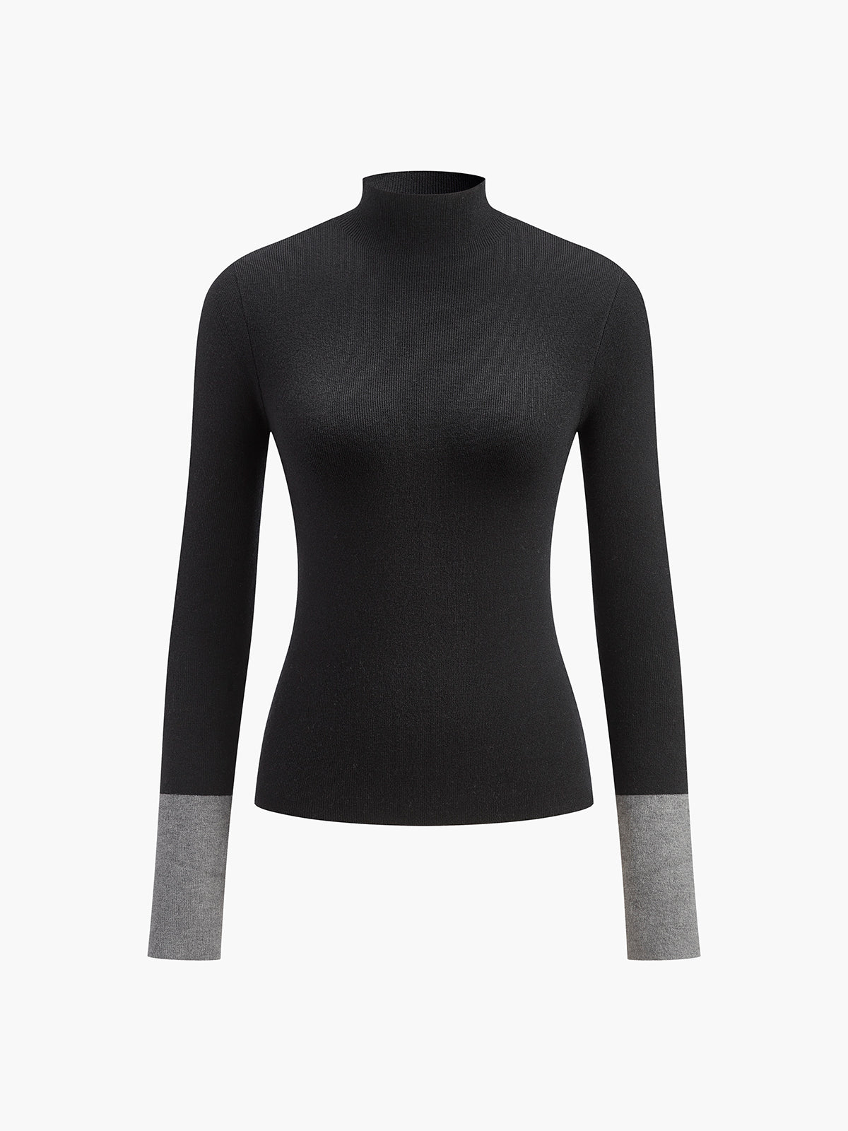 Cozy High Neck Contrast Hem Sweater