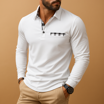 Men’s long sleeve polo shirt Victor with classic collar and button closure. Comfortable fit, ideal for casual wear and business occasions.