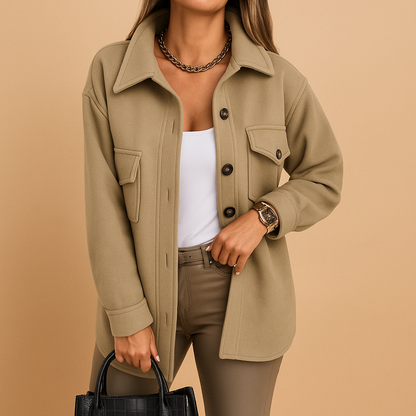 Women’s long tailored winter coat with an elegant full-length silhouette, ideal for cold seasons, formal occasions, and everyday layering.