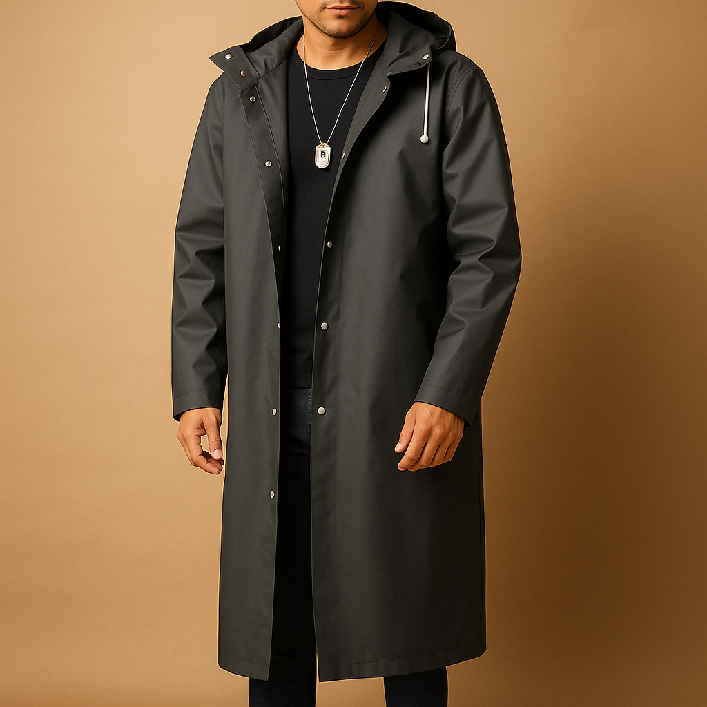 Long waterproof rain jacket for men | Niels - Nocini