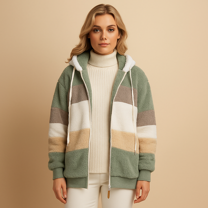 Women’s long winter coat with a soft texture and elegant silhouette, suitable for cold days, everyday wear, and seasonal outings.