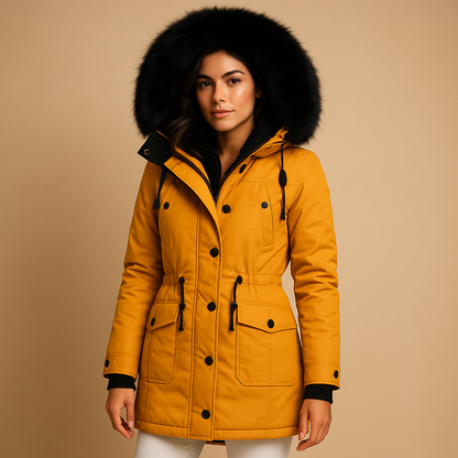 Long winter coat with hood for women | Amelia - Nocini