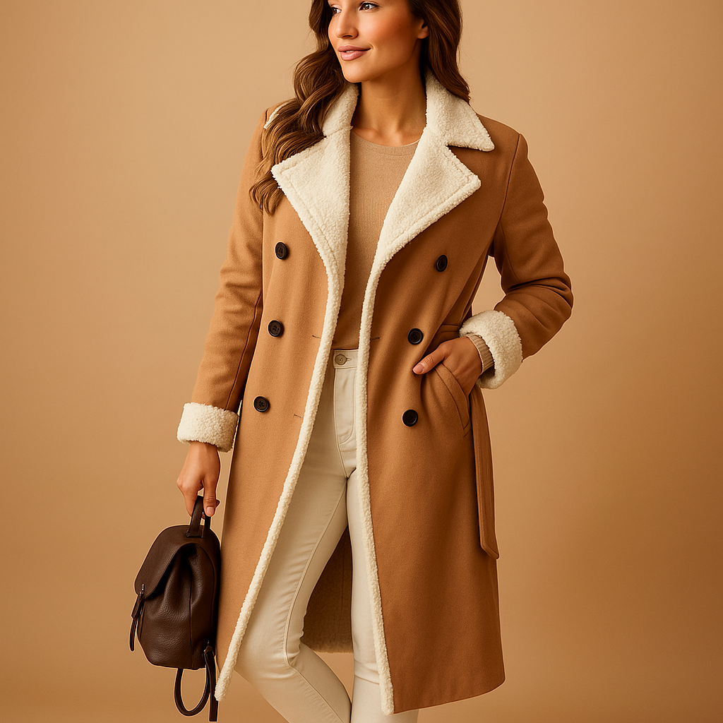 Women’s long winter coat with warm quilted lining and modern fit, suitable for cold days, daily wear, and weekend walks.