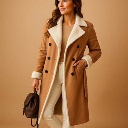 Women’s long winter coat with warm quilted lining and modern fit, suitable for cold days, daily wear, and weekend walks.