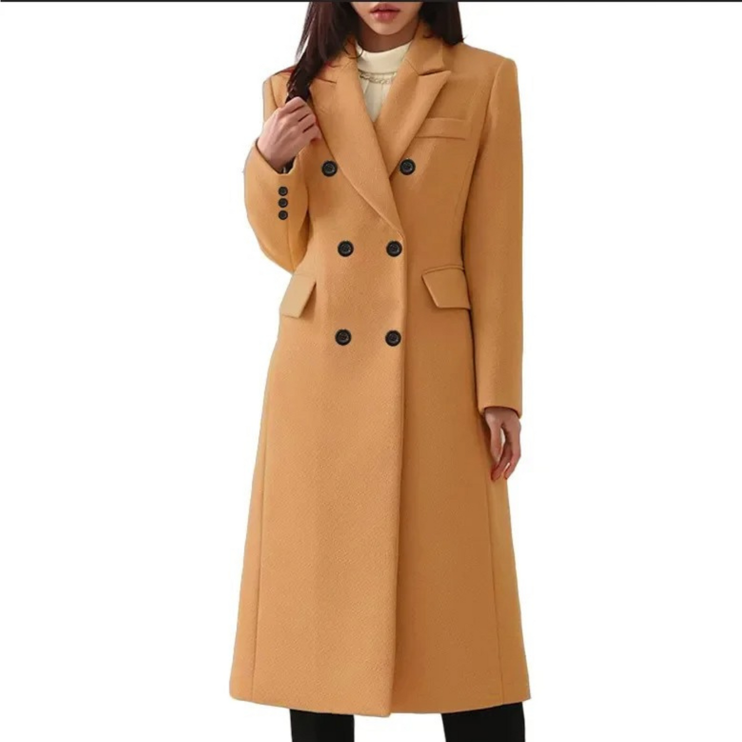 Warm Double Collar Wool Women's Winter Coat - Pexav