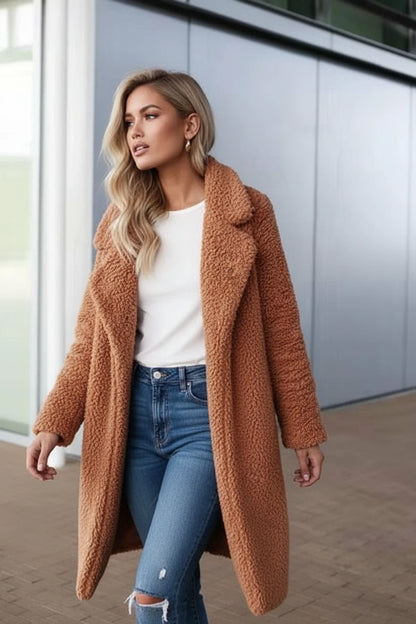 Large Plush Parka Coat for Ladies