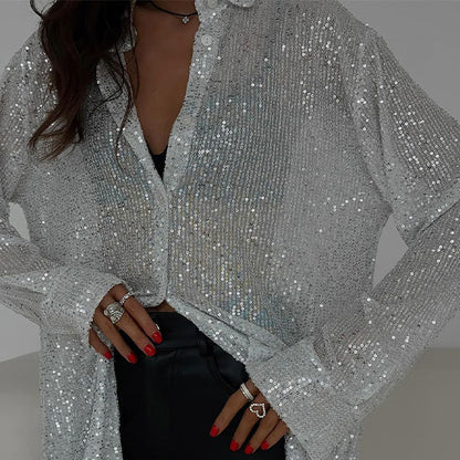 Relaxed Fit Top with Sparkly Details - Pexav