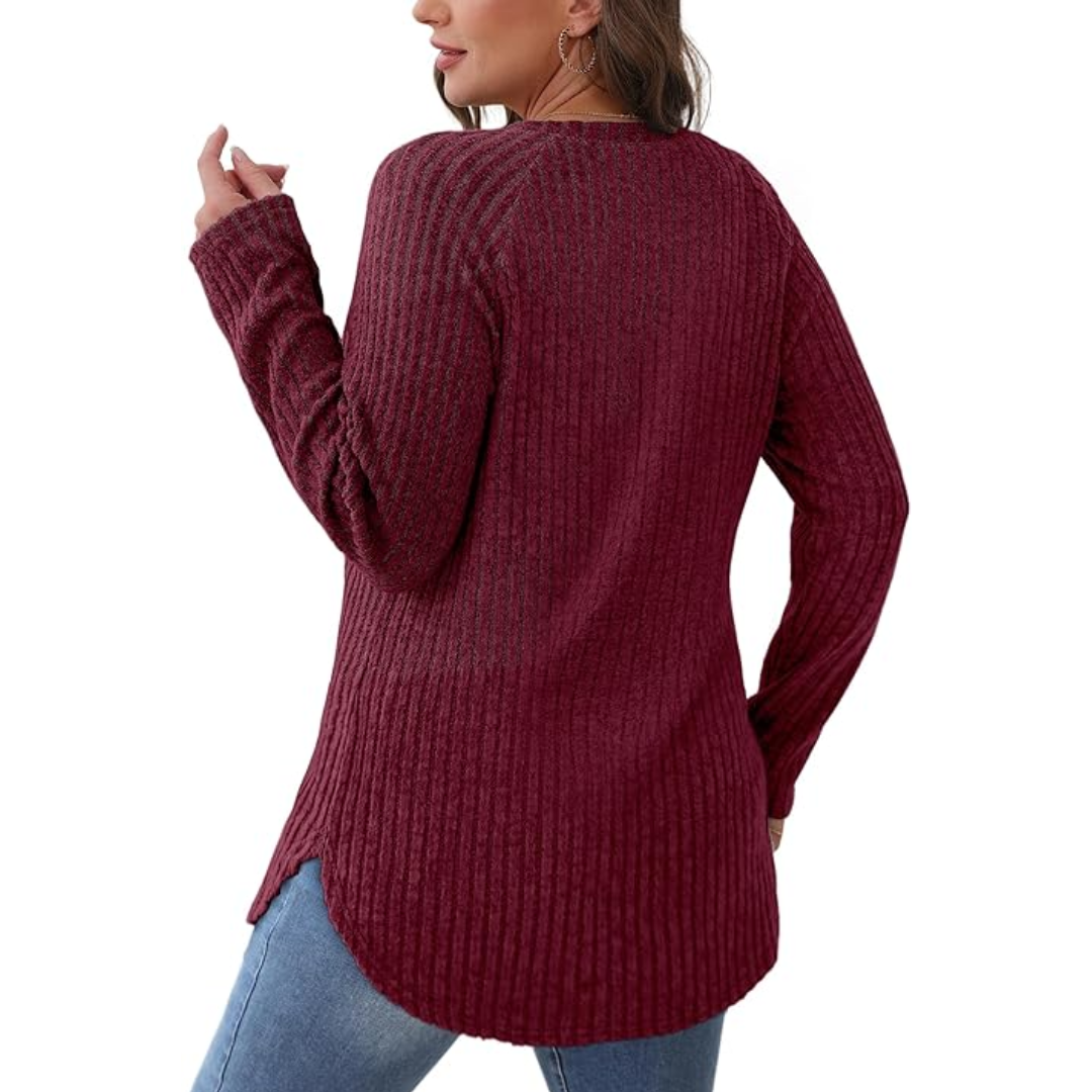 Loose Fit Crew Neck Sweater Tunic - Barbara-Apricot-S-Nora Luxe