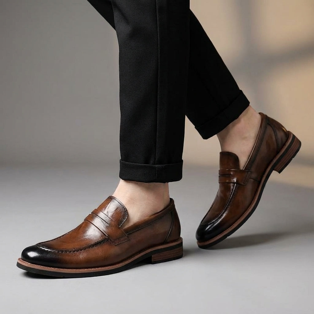 Classic Leather Slip On Dress Loafers For Men - Olytrend