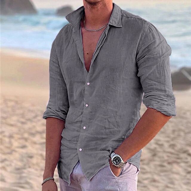 Loose Fit Mens Long Sleeve Casual Shirt - Nocini