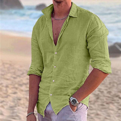 Loose Fit Mens Long Sleeve Casual Shirt