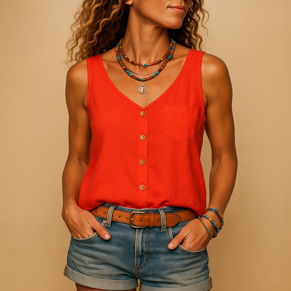 Women's Breathable Tank V Neck Shirt
