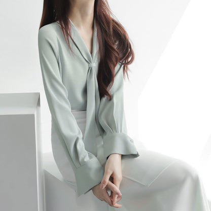 Image of Lucia | Women's Tie Neck Long Sleeve Blouse