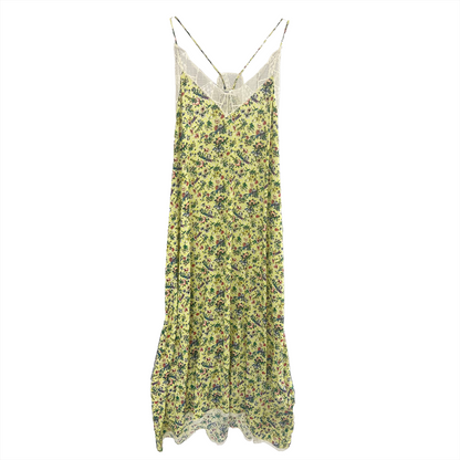 Elegant Lace V-Neck Silk Dress for Ladies