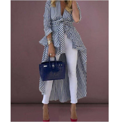 Classic Fit Striped Women's Blouse - Olytrend