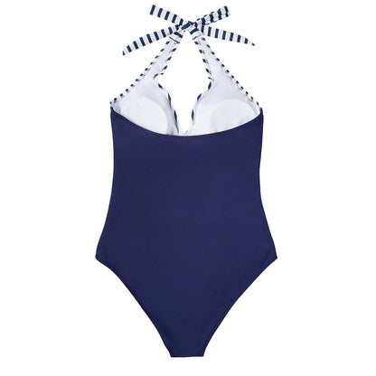 Women's Classic Halter Neck One Piece Swimsuit with Wrap Detail