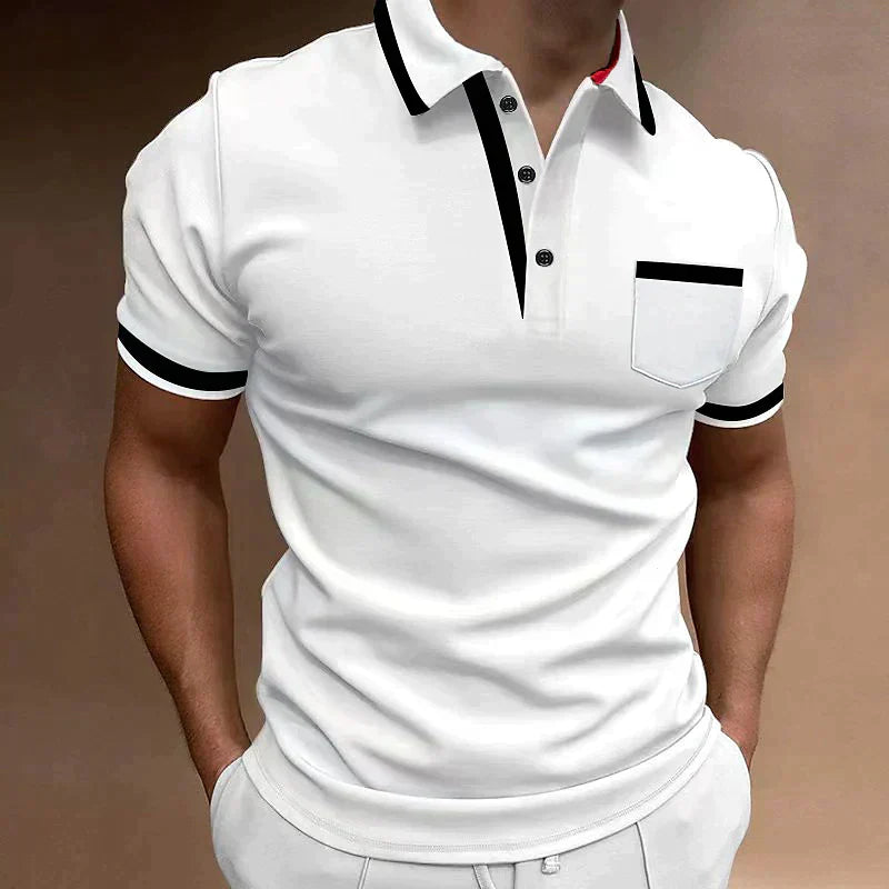 Men's Traditional Contrast Polo Tee Shirt - Nocini