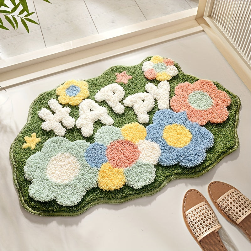 Plush Floral Bathroom Mat, Super Soft and Absorbent - Pexav