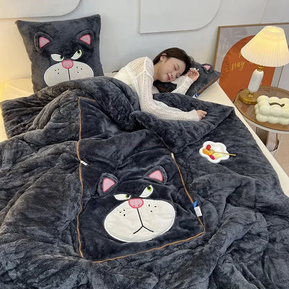 Luxury Cartoon Blanket and Cushion Set - Nomi-Stitch-Single (105x145cm)-The Livary