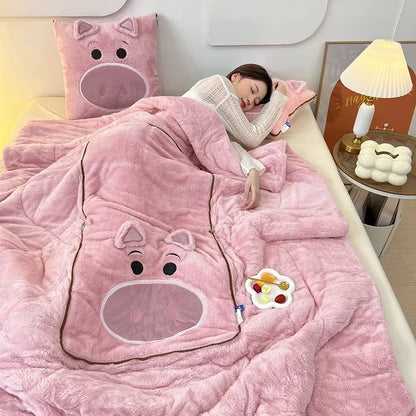 Cozy Fun Character Blanket and Pillow Set - Pexav