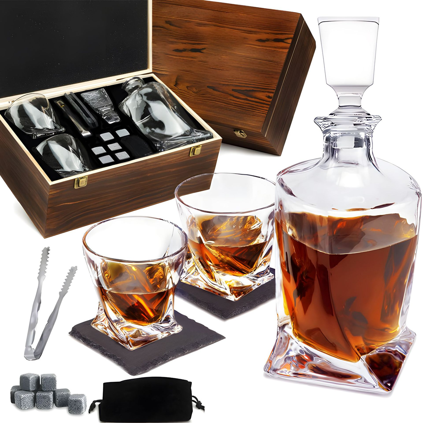Elegant Crystal Decanter and Tumbler Set - Pexav