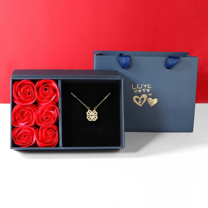 Luxury Diamond Necklace - Livia-Gold with Roses-Nora Luxe