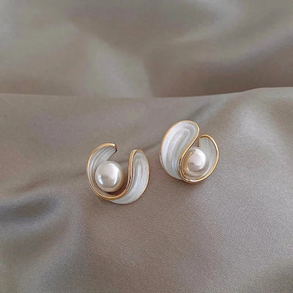 Elegant Gold Drop Earrings with Pearls and Opals - Pexav