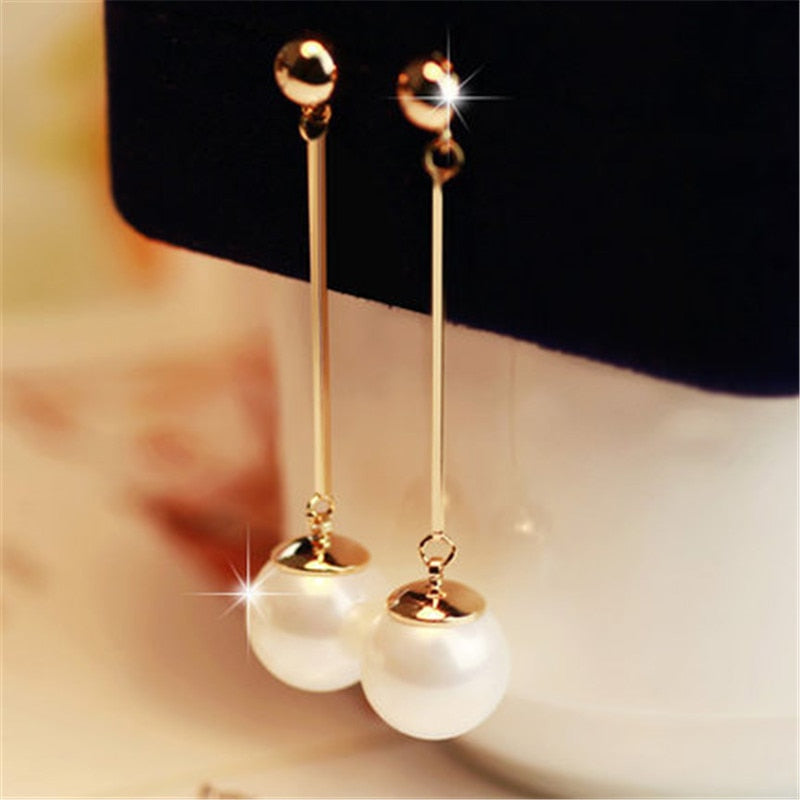Elegant Pearl Drop Earrings - Céline - Pexav