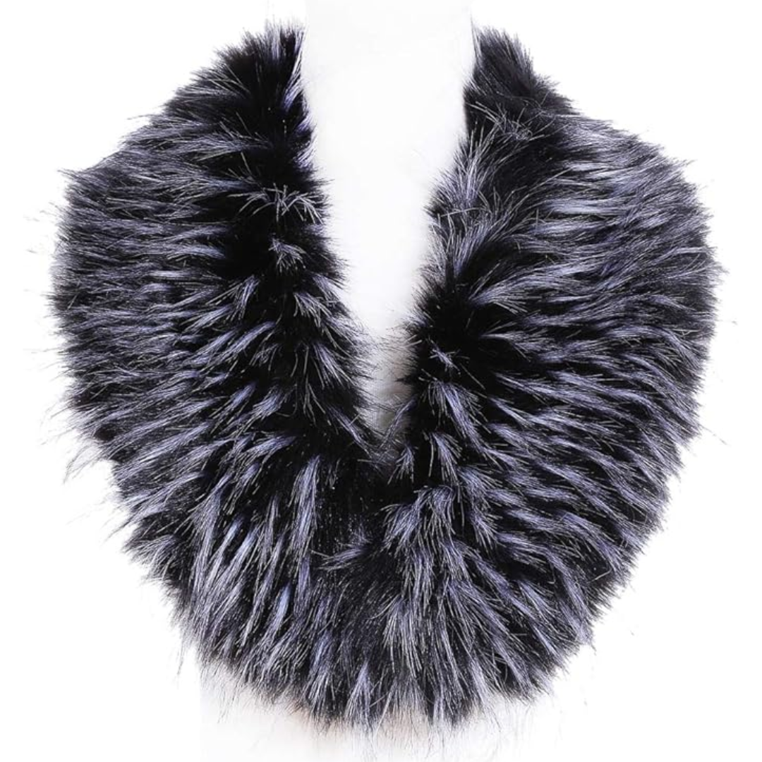 Luxury Imitation Fur Neck Warmer Scarf - Daisy-Black - White-Nora Luxe