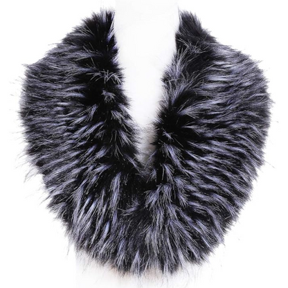 Luxury Imitation Fur Neck Warmer Scarf - Daisy-Black - White-Nora Luxe
