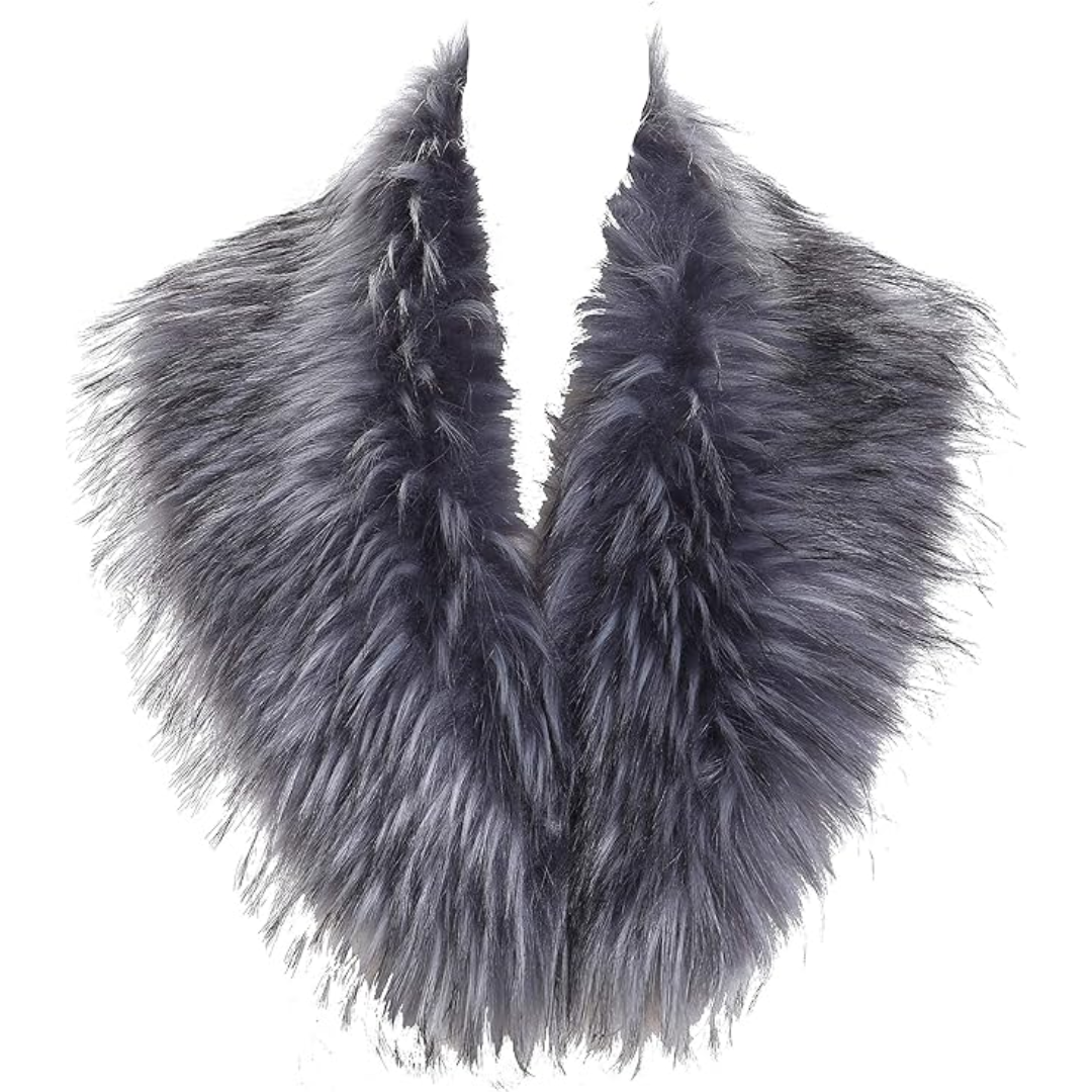 Luxury Imitation Fur Neck Warmer Scarf - Daisy-Gray with Tips-Nora Luxe