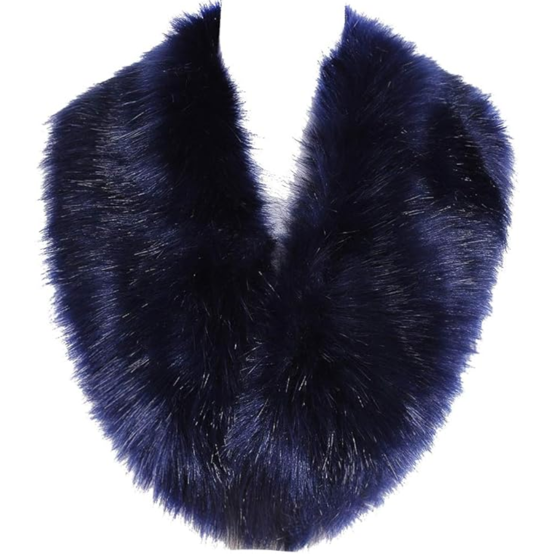 Luxury Imitation Fur Neck Warmer Scarf - Daisy-Marine Blue-Nora Luxe
