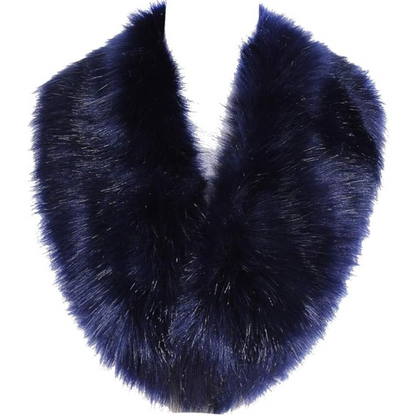 Luxury Imitation Fur Neck Warmer Scarf - Daisy-Marine Blue-Nora Luxe