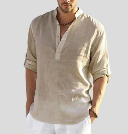 Luxury Linen Shirt - Hugo-Beige-S-Nora Luxe