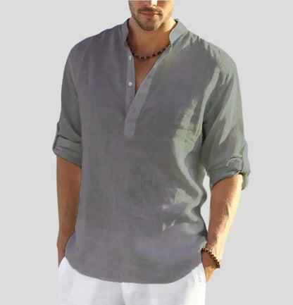 Luxury Linen Shirt - Hugo-Gray-S-Nora Luxe