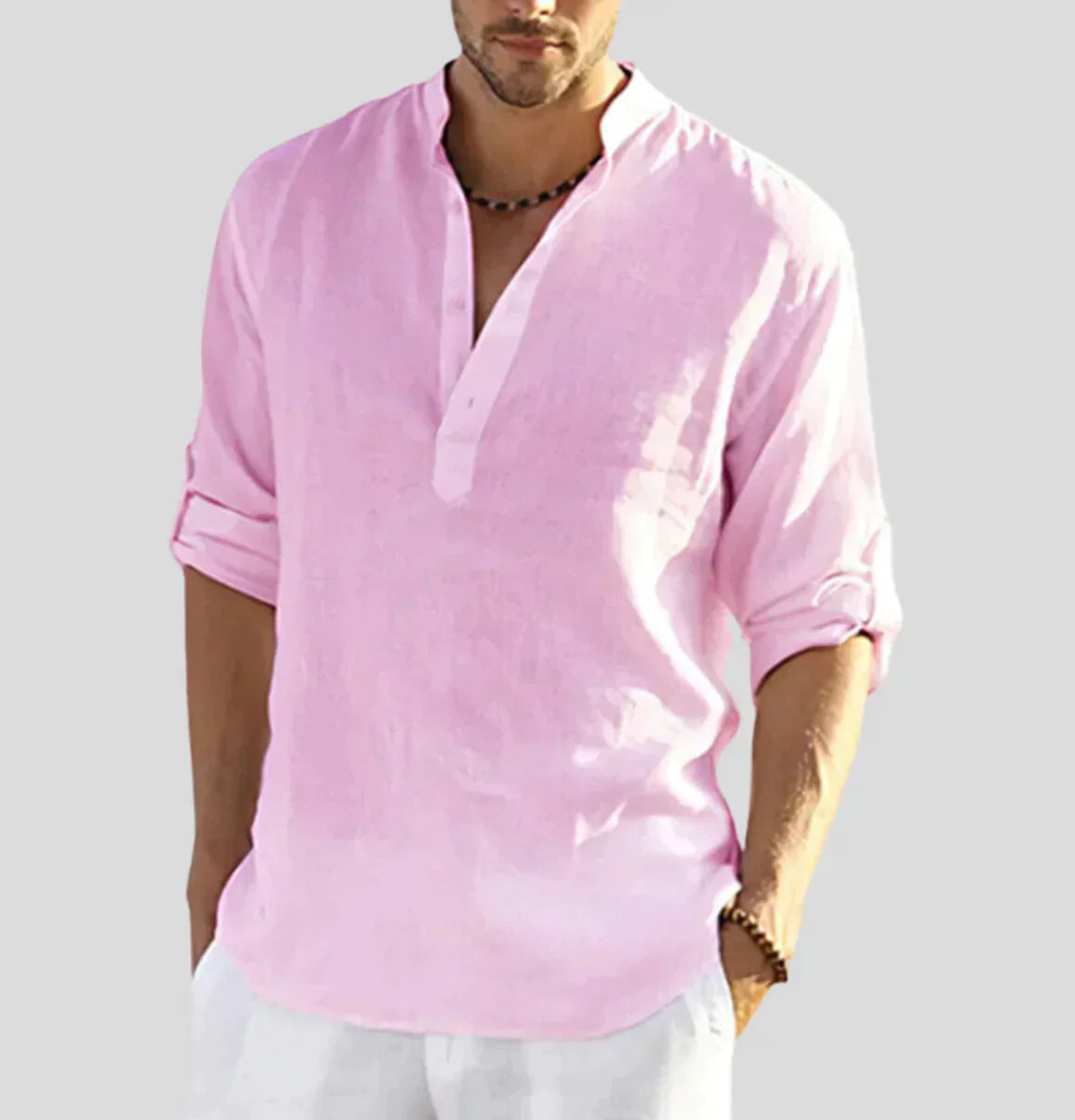 Luxury Linen Shirt - Hugo-Pink-S-Nora Luxe