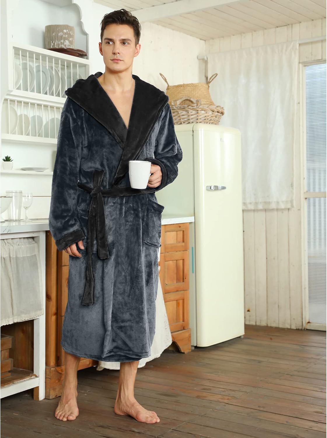 Luxury Men's Bathrobe - Robbie-Dark Gray-S/M-Nora Luxe