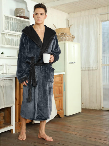 Luxury Men's Bathrobe - Robbie-Dark Gray-S/M-Nora Luxe