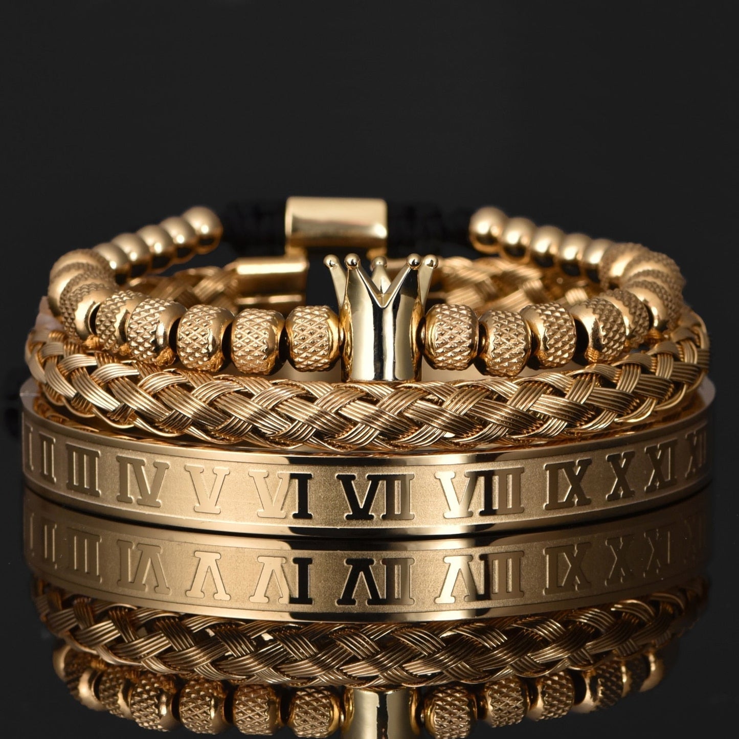 Stylish Men's Leather Bracelet Set - Pexav