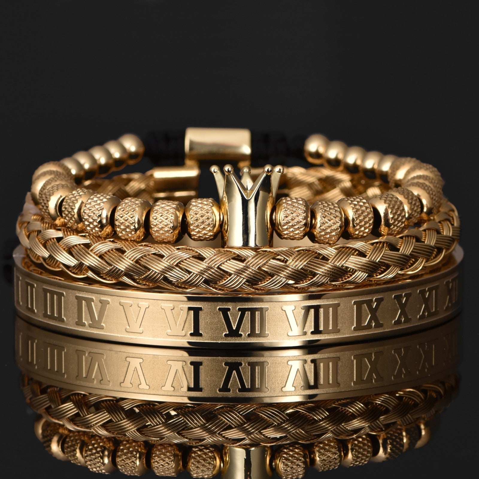 Stylish Men's Leather Bracelet Set - Pexav